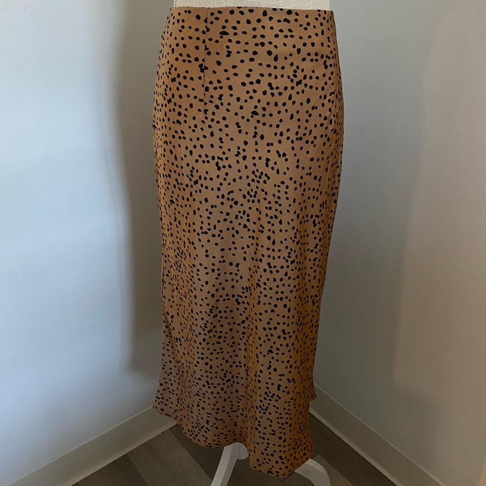 Silk Animal Print Midi Skirt